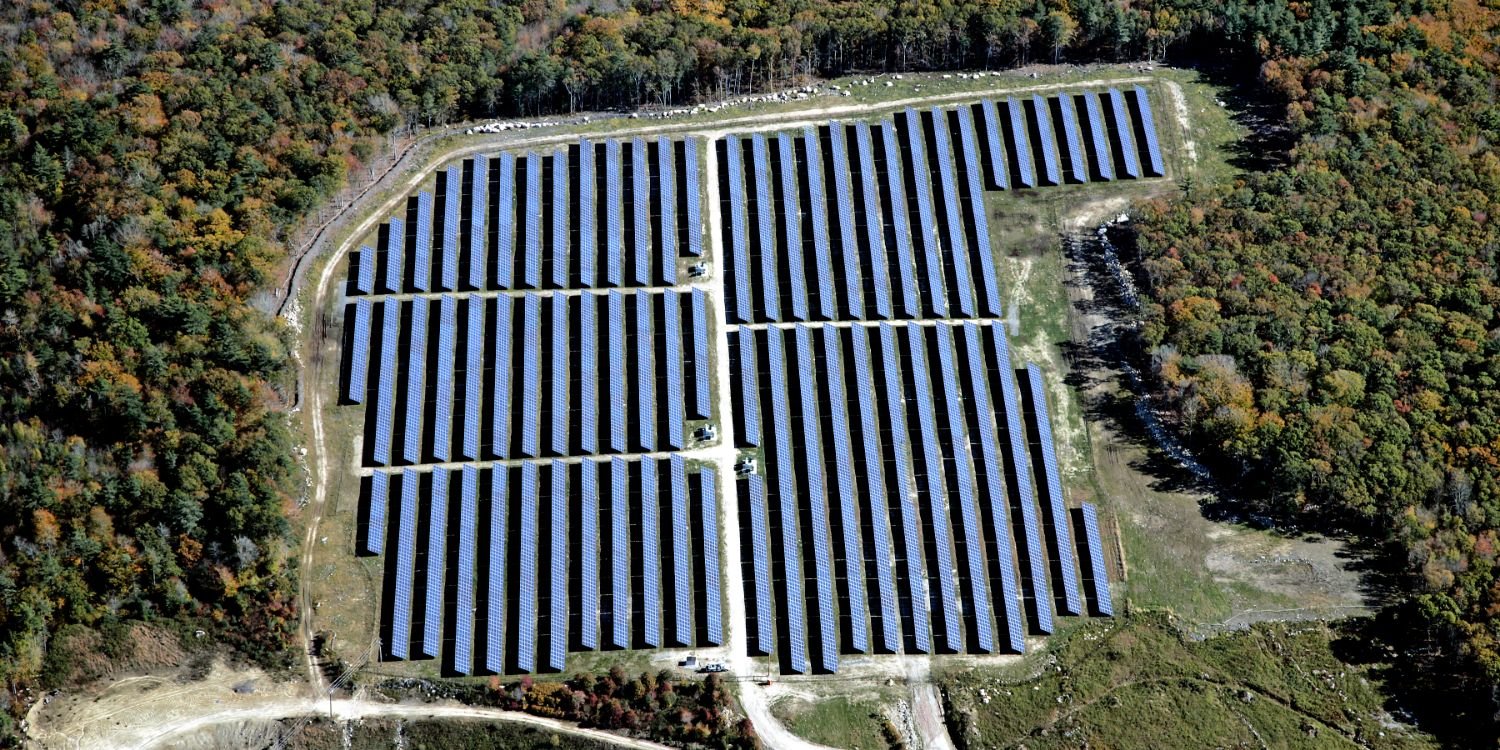 Dartmouth Solar Energy Facility solar panels aerial